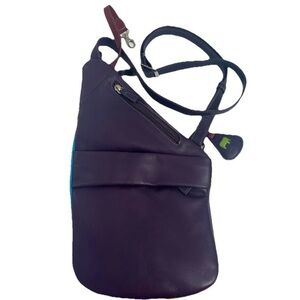 Mywalit Crossbody Genuine Leather Purple Purse ShoulderBag Organizer
